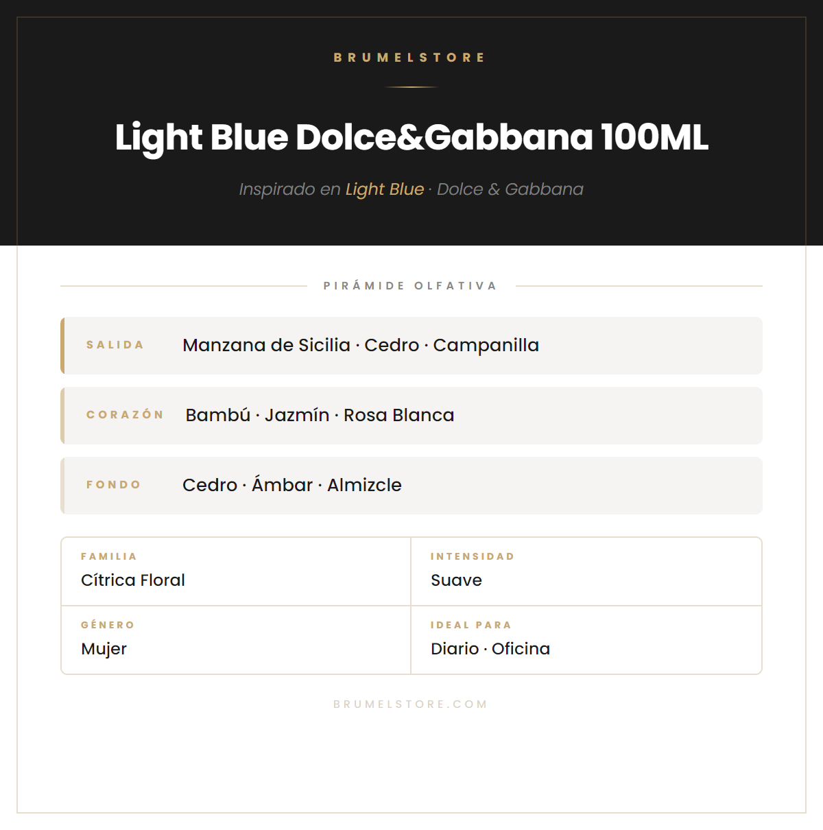 Pirámide Olfativa — Light Blue Dolce&Gabbana 100ML