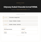 Pirámide Olfativa — Odyssey Dubai Chocolat Armaf 100ML