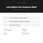 Pirámide Olfativa — Lady Million Paco Rabanne 80ML
