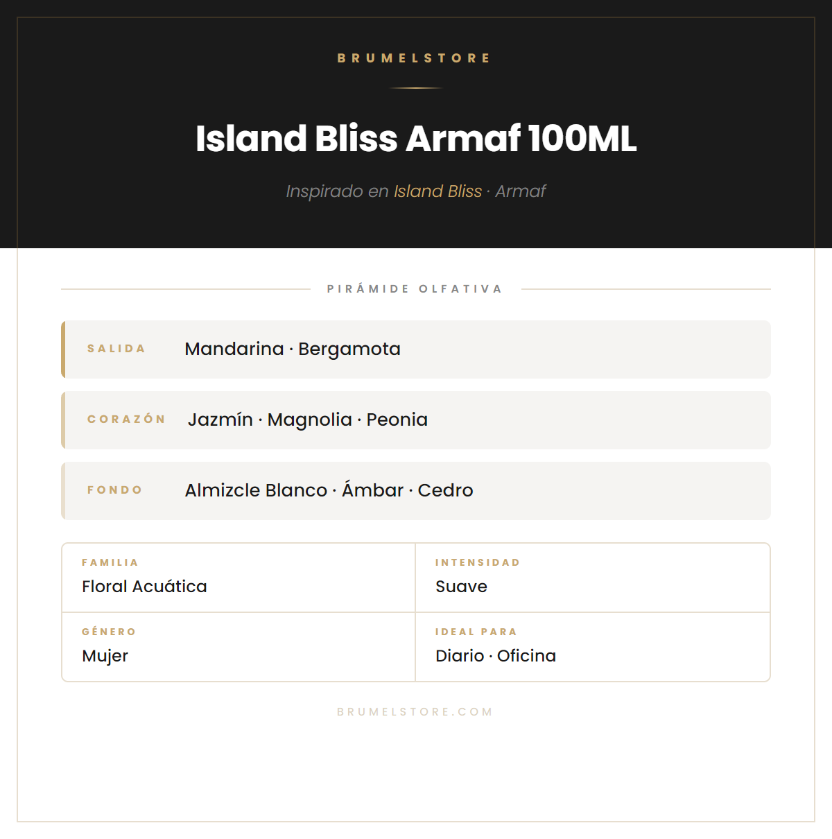 Pirámide Olfativa — Island Bliss Armaf 100ML