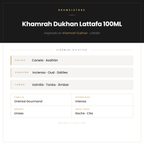 Pirámide Olfativa — Khamrah Dukhan Lattafa 100ML