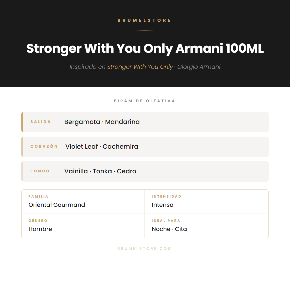 Pirámide Olfativa — Stronger With You Only Armani 100ML