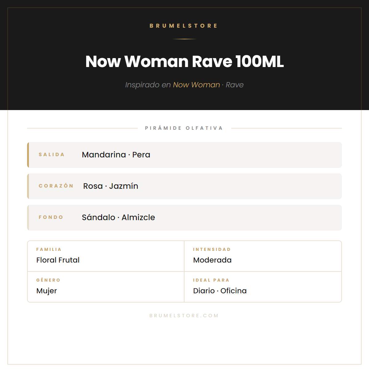 Pirámide Olfativa — Now Woman Rave 100ML