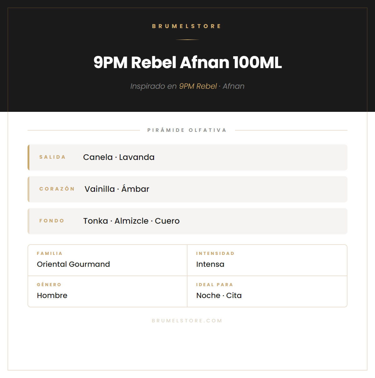 Pirámide Olfativa — 9PM Rebel Afnan 100ML