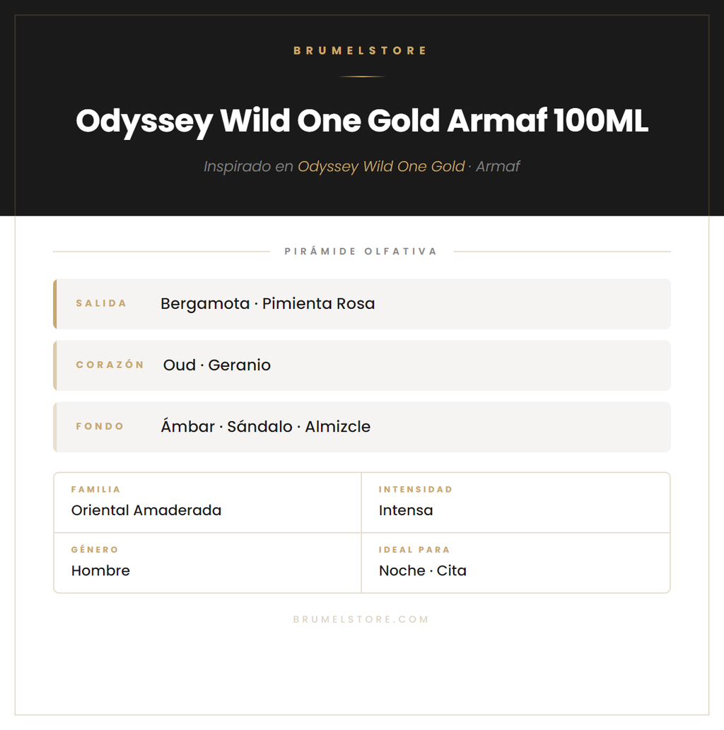 Pirámide Olfativa — Odyssey Wild One Gold Armaf 100ML