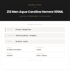 Pirámide Olfativa — 212 Men Aqua Carolina Herrera 100ML