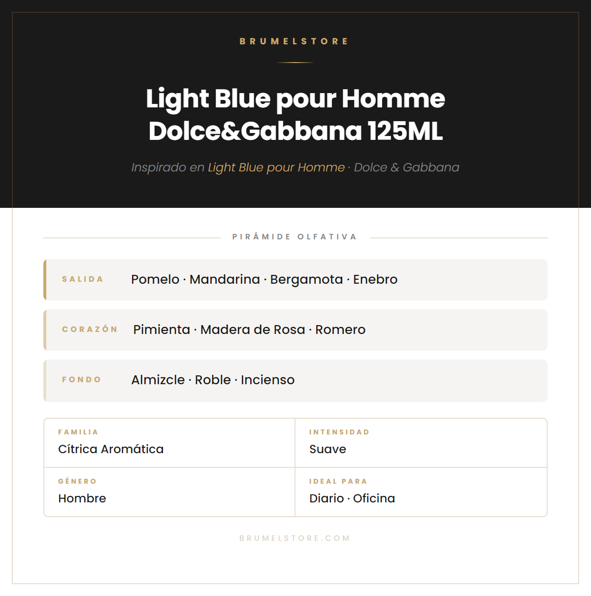Pirámide Olfativa — Light Blue pour Homme Dolce&Gabbana 125ML