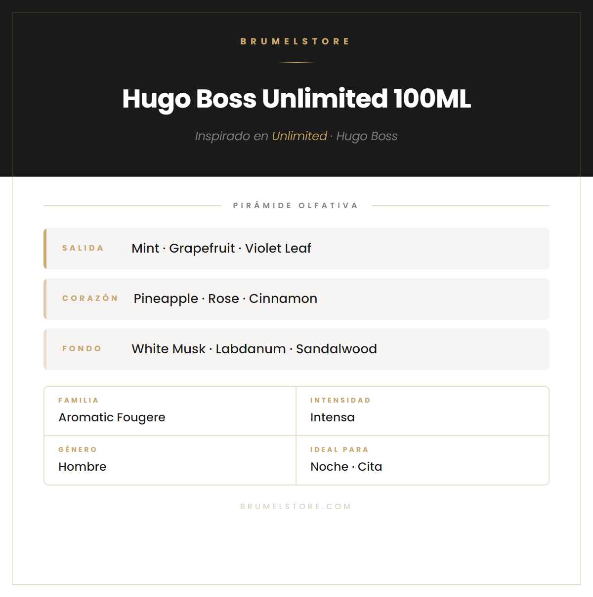 Pirámide Olfativa — Hugo Boss Unlimited 100ML