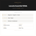 Pirámide Olfativa — Lacoste Essential 100ML