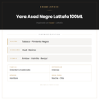 Pirámide Olfativa — Yara Asad Negro Lattafa 100ML