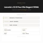 Pirámide Olfativa — Lacoste L.12.12 Pour Elle Elegant 100ML