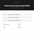Pirámide Olfativa — Thank U Next Ariana Grande 100ML