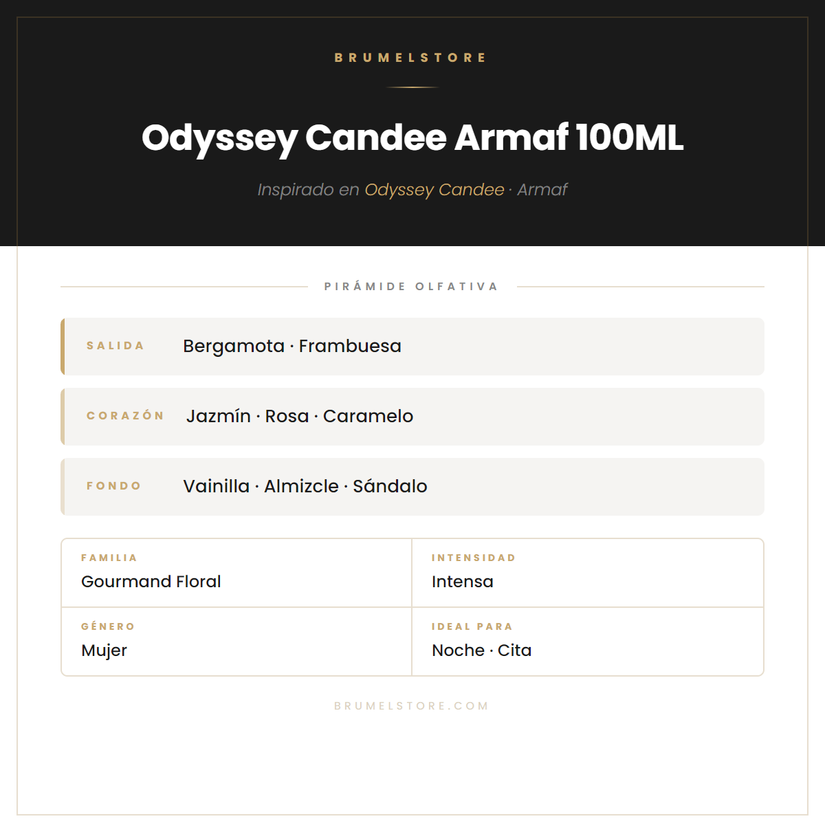 Pirámide Olfativa — Odyssey Candee Armaf 100ML