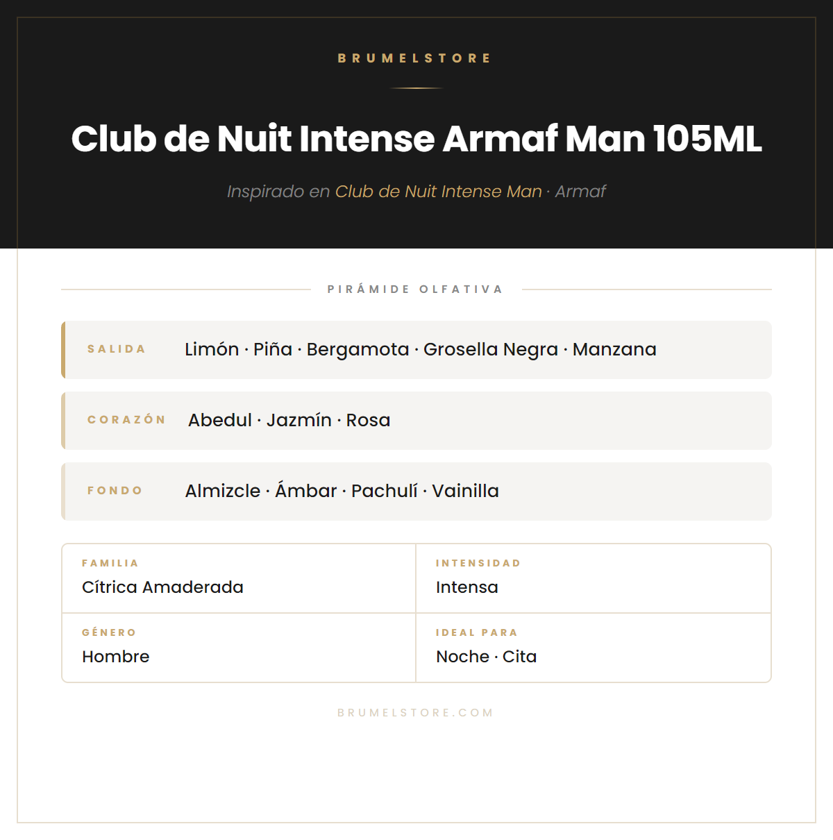 Pirámide Olfativa — Club de Nuit Intense Armaf Man 105ML