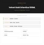 Pirámide Olfativa — Velvet Gold Orientica 100ML