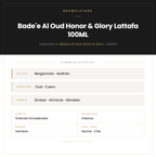 Pirámide Olfativa — Bade'e Al Oud Honor & Glory Lattafa 100ML